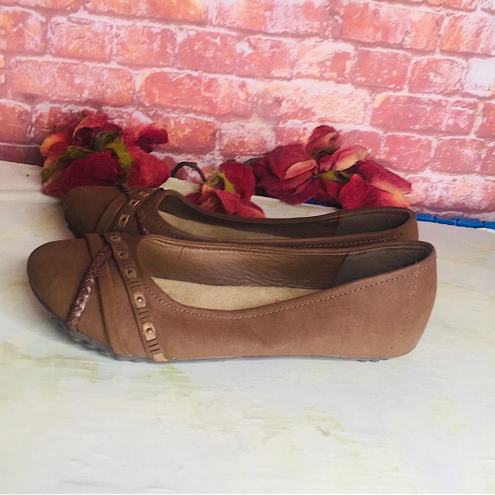 Jellypop Brown Faux Brushed Suede Ballet Flats